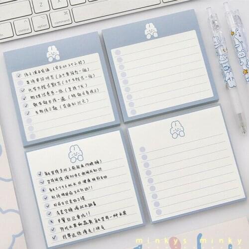 MINKYS Kawaii Rabbit 60 Sheets Memo Sticky Note Paper Daily To Do It Check List Paperlaria School Stationery
