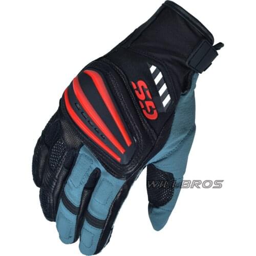 Motorcycle Rallye 4 GS Leather Gloves For BMW Motorrad Guantes Willbros Motor Motocross Racing Black Red Luvas Unisex Mens