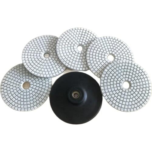 5PCS/Set 4 Inch 100mm White Diamond Wet Polishing Pads Kit For Granite Stone Concrete Marble Polishing Use Grinding Discs Set