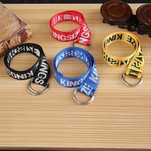 2020 New Unisex Printed Canvas Belt with D-ring Double Buckle Punk