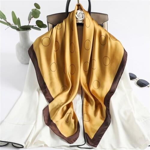 2021 New Spring Silk Scarf Dot Print Shawl Wraps Lady Scarves Pashmina Foulard Female Hijab Headband Soft Women Bandana