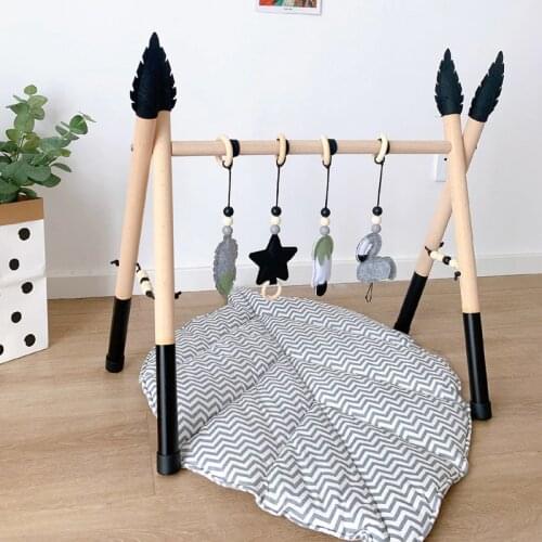 New Wooden Baby Puzzle Activity Gym Play Nursery Sensory Ring-Pull Toys Fitness Frame Room Decor Clothes Rack Toy for Children