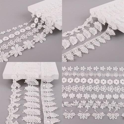 New Style 1yard/lot White Handmade Lace Trim Patchwork Material Lace Ribbon for DIY Crafts Garment Sewing Supplies