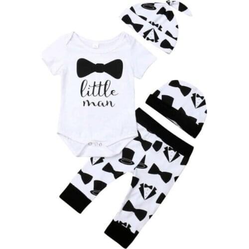 Baby Clothes 2019 Newborn Baby Boy Outfits Set Clothes Short Sleeve Bodysuit+Long Pants Leggings +Hat