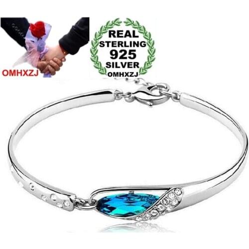 OMH Wholesale jewelry geometric woman fashion kpop star Crystal shoes 925 sterling silver adjustable Bangles SZ02