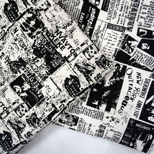 Simple English Newspaper Retro Handmade Patchwork Cotton Canvas Fabric Sewing Bag Pillow Diy Tablecloth Curtain Sofa 91cm*145cm
