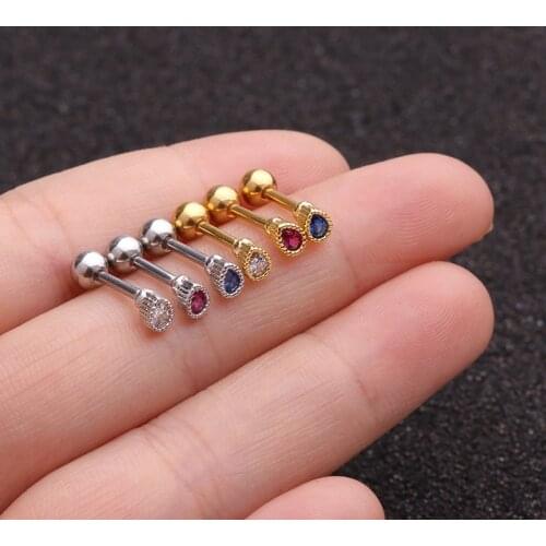 1Pc Stainless Steel Water DropCrystal Star Cartilage Stud Earring Fashion Tragus Conch Rook Helix Ear Piercing Jewelry