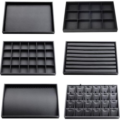 Stackable PU Leather Jewelry Tray Earring Necklace Bracelet Ring Organizer Display Storage Box