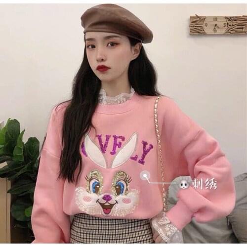 Beautiful Sweater Lovely Women Long Sleeve Red Green Chic Sweater Female Femme Fashion Jumpers Tops Sweety Rabbit Sweater
