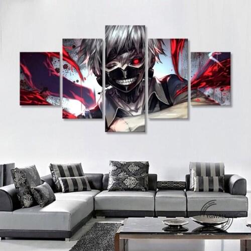 Tokyo Ghoul Kaneki Ken Home Decor Canvas Paintings 5 Pieces Pictures Wall Art Prints Modular Poster For Living Room