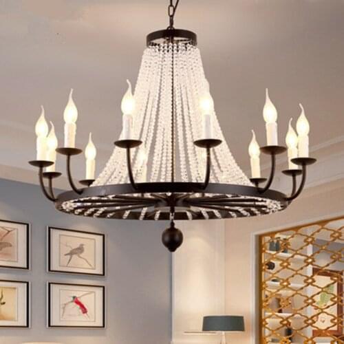Vintage Elegant Black Crystal Chandelier Lustre Crystal Lighting for Living Room Bederoom Indoor E14 Led Chandeliers