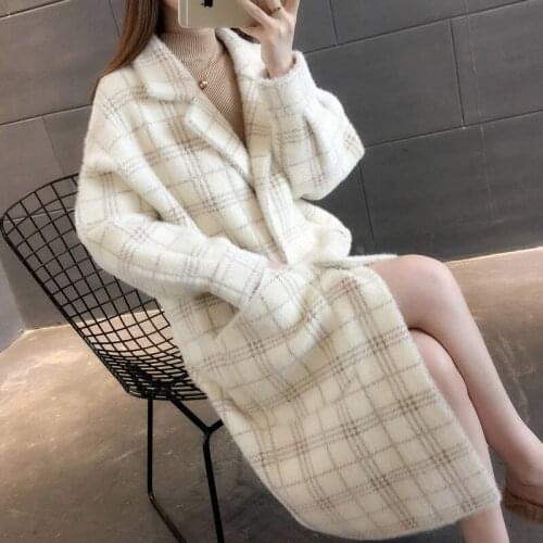 High-quality Mink Fleece Autumn Winter Women Coat New Cardigan Sweater Thickened Plus Size Lantern Sleeve Loose Jackets R332