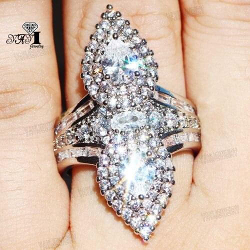 YaYI Jewelry Princess Cut 7.2 CT White Zircon Silver Color Engagement Rings wedding Heart Rings Girls Party Rings Gifts 819