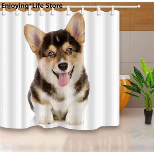Cute Puppy Shower Curtain Waterproof Fabric Shower Curtain Bathroom Decoration 72inch x72inch with 12 Hooks