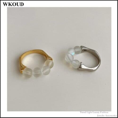 2021 Korean Vintage Trend Fashion Round Transparent Acrylic Beads Metal Womens Index Finger Ring Net Red Wear Match Bloggers