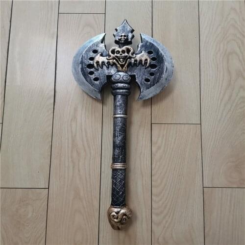 Cosplay 1:1 Knight Orc Double-edged Black Axe Prom Prop Hot World Of Warcraft Game Cosplay Axe Weapons Role Playing PU Prop 68cm