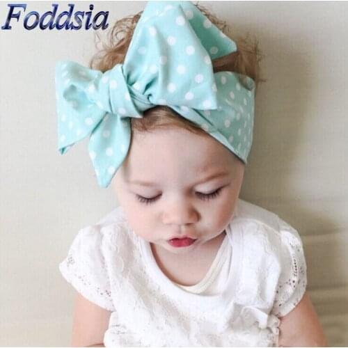 Foddsia 1PCS Cute Girls Headwraps Top Knot Dot big Bow Headband Children DIY Headwear Turban Girl Hair Accessories A26