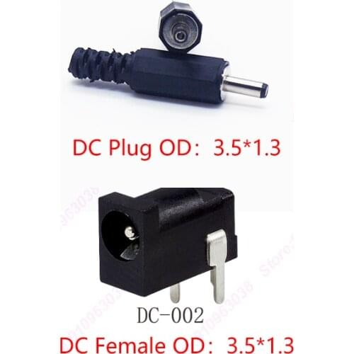 10PCS DC Power Jack Female Charging Socket and Male DC Plug 3.5 x pin1.0mm Charging DC Connector DIP DC-002