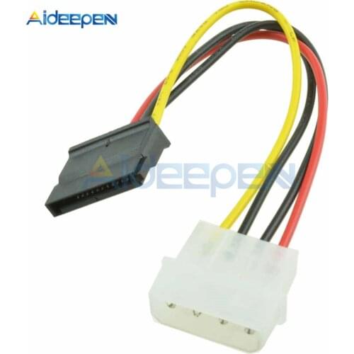 2Pcs Male Female 4-pin Power Drive Adapter Cable to Molex IDE SATA 15-pin Connector