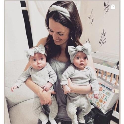 2Pc/Set Mother Baby Hair Bands Kids Headband Bow Parent-kid Hairbands Bow Knot Headwear Turbans Faixa Bebe Hair Accessories