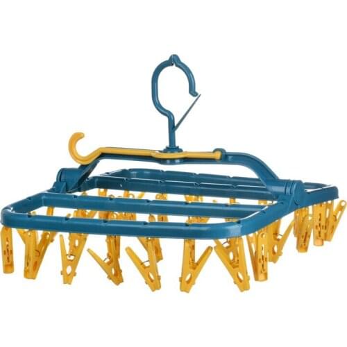 32 Clips Socks Drying Rack Hangers Plastic Underwear Bra Dryer Laundry Rack Windproof Clothes Towel Drying Shelf