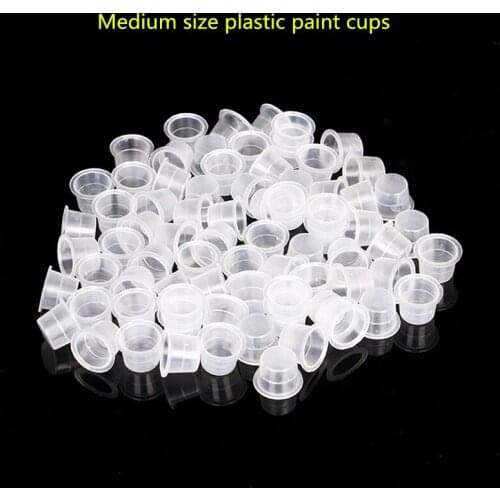 Free Shipping 300Pcs Permanent Makeup Eyebrow Lips Tattoo Pigment Medium Size Cups Tattoo Makeup Ink Plastic Caps Containers