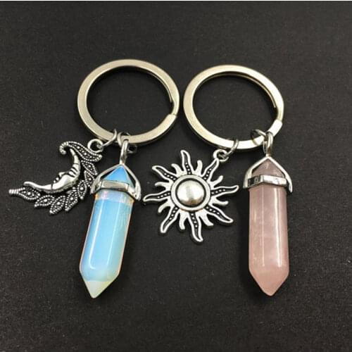 2pcs Sun and Moon Crystal Keychain,friendship Keychain for 2,bff Keychain,best Friends Keychain,Couples Keychain