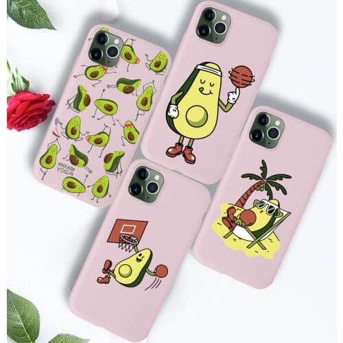 Avocado Cartoon Case For iPhone SE 2020 7 8 6 6S Plus X XS XR 11 Pro Max XS MAX Case Cover Silicone Soft TPU Pink