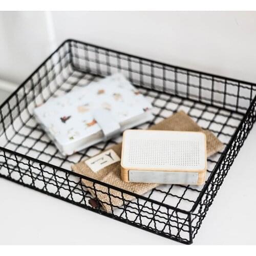 Black Metal Storage Basket High Capacity Chic Nordic Elegant Iron Food Sundries Storage Basket for Home Kitchen Organizer