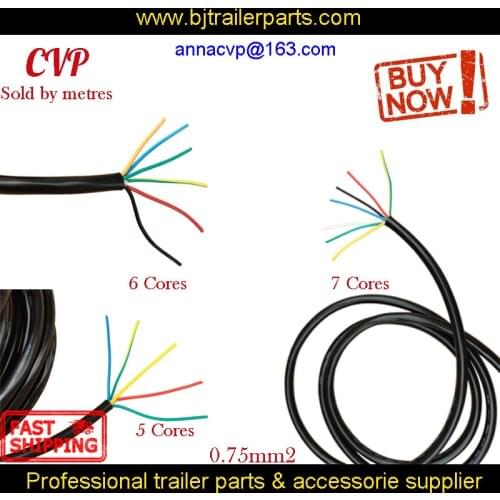 CVP Bulk Trailer Cable Truck Electric Cable Wire Black 5 6 7 Cores 0.75mm2 RV Parts Camper Caravan Accessories
