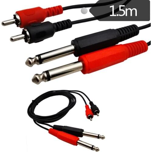 Dual 1/4 inch TS to Dual RCA Stereo Audio Interconnect Cable, Gold Plated 2 x 6.35 mm Male TS to 2 RCA Male Adapter Cable