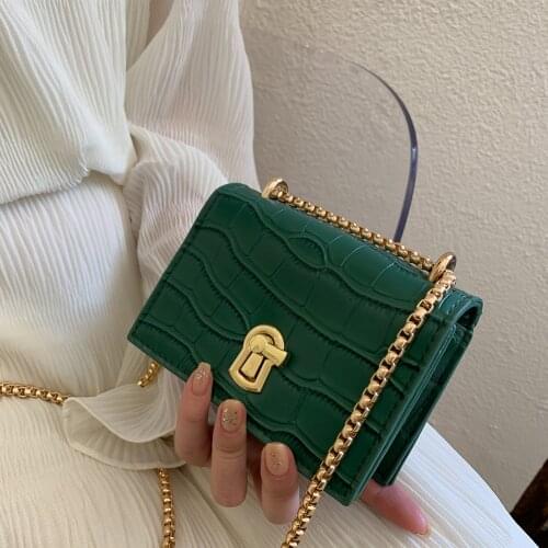 Elegant Women Pure Color Mini Chain Shoulder Bags Lady PU Leather Casual Messenger Crossbody Bag