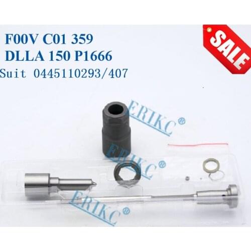 ERIKC Fuel Injector Nozzle DLLA150P1666 Valve F00VC01359 Inyector Auto Overhaul Repair Kits Diesel CR for 0445110293 0445110407