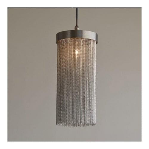 French Aluminum Chain tassel Chandelier Light Fixture Empire Vintage Hanging Suspension Lustre Chain Pendant Lamp Drop Light