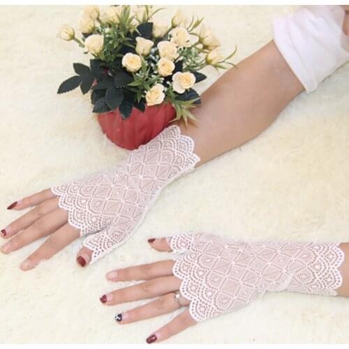 Hot Sale Sailor Dance Fingerless Womens Sexy Lace Gloves Mittens For Bride Ladies Half Finger Fishnet Gloves Mitten Handschoenen