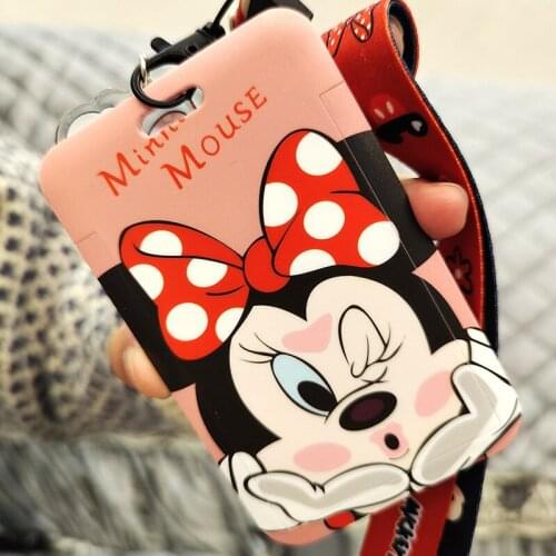 9Style Anime Disney Mickey mouse PVC Card Student Campus Card Hanging Neck bag Card Holder Lanyard ID Card Meal Card Package Toy
