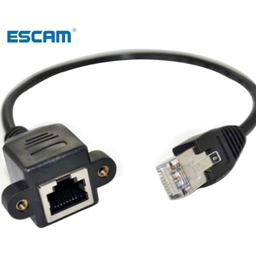ESCAME 30cm 60cm Extension Network LAN Screw Cable Panel Male To Female Mount Ethernet