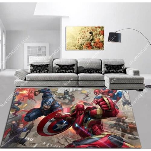 Marvel Captain America Iron Man Rug Bedroom Living Room Short Crystal Velvet Non-slip Floor Mat Adult Kids Boys Game Carpet