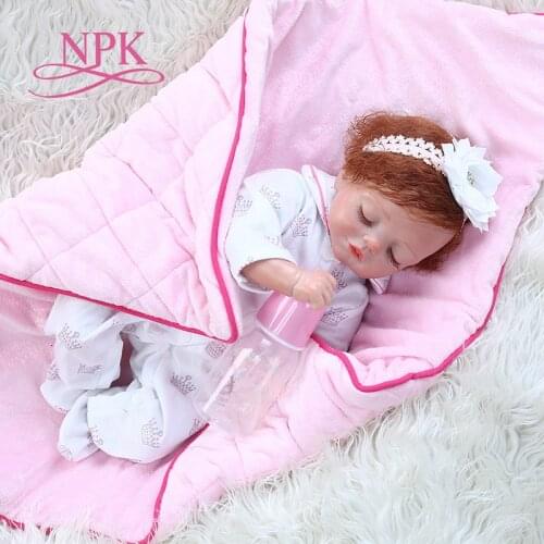 49CM sweet reborn baby girl doll with blanket newborn baby soft touch weighted soft body doll Christmas Gift bebe doll reborn