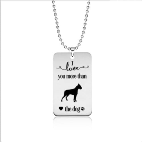 Stainless steel love tag I love you more than the Boxer dog necklace---2 styles free choice---Drop shipping