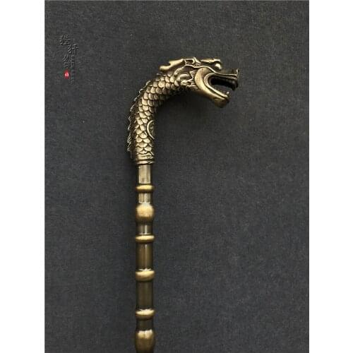 Pure copper cane statues Loong crutch head copper archaize faucet crutches cane tick best collection adornment cane old man At