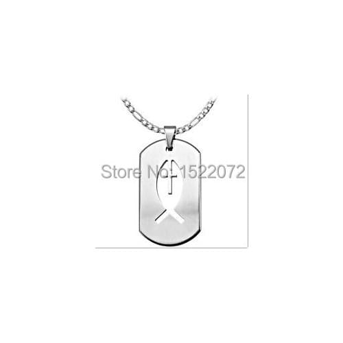 Custom Stainless Steel Cross Dog Tag necklace hot sales stainless steel dog tag cut out cheap custom steel cut dog tag