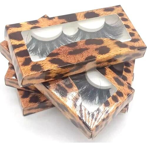 NEW 1Pair fluffy lashes 25mm 5d mink lashes long thick natural false eyelashes vendors makeup mink eyelashes with leopard box