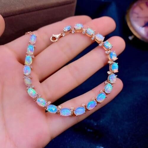 New Natural Opal Bracelet 925 Silver Ladies Bracelet Graceful Luxury Fashion Elegant Design Temperament Bracelet
