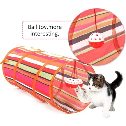 Pet Cat Tunnel Colorful Lovely Kitten Tunnel Toy With Crinkly Ball Play Fun Toy Tunnel Cat Rabbit Puppy Collapsible Bulk Cat Toy