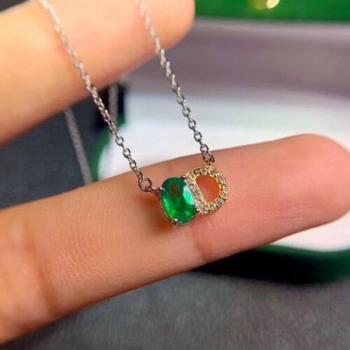 Fashion Compact delicate crown Natural green Emerald gem necklace S925 silver natural gemstone necklace girl gift party jewelry