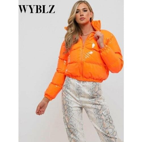 2021 Thick Warm Parkas Women Fashion Glossy Waterprooft Coat Elegant Zipper Stand Collar Cotton Jackets Winter Down Female New