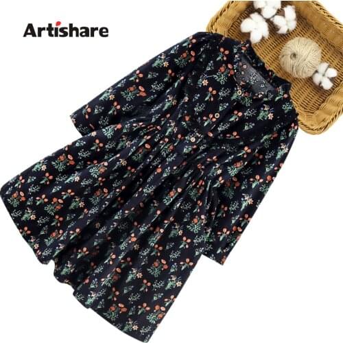 Girls Dress Floral Pattern Dress For Girl Casual Style Dress Kids Spring Autumn Girls Costumes Kids 6 8 10 12 14