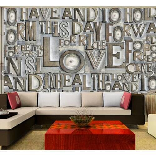 Custom 3D stereoscopic wallpaper , the English word for the living room bedroom TV background wall waterproof wallpaper
