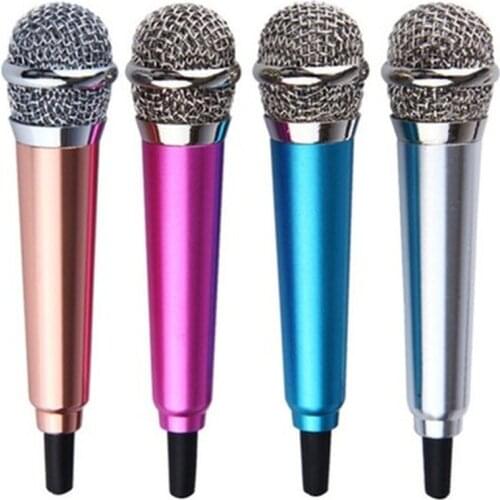 Portable 3.5mm Stereo Studio Mic KTV Karaoke Mini Microphone for Smart Phone Laptop PC Desktop Handheld Audio Microphone Metal